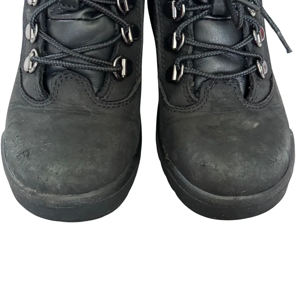 Timberland Junior‎ 6 Inch Field Boot Sz 1 Black Nubuck Leather Canvas